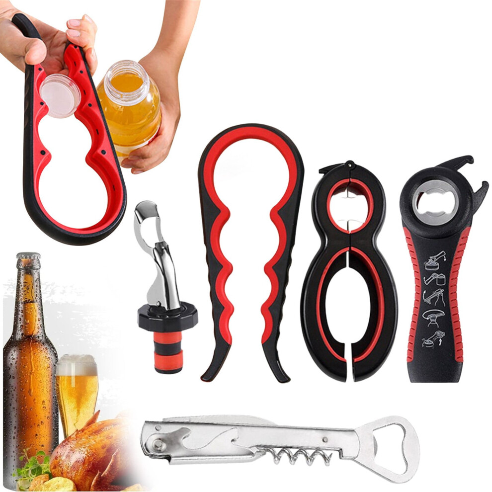 Black/Red Jar Opener For Weak Hands, Seniors With Arthritis Â Non-Slip Silicone Gripper Pad Set (, 5 Pcs), Compatible With Standard Jars & Bottles