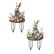 Piquets de jardin en acrylique lapin de Pâques 2D (lot de 2)