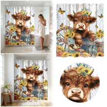 Rideau de douche Ă motif vache, style campagnard, 183 x 183 cm (72 x 72 pouces)