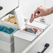 3Pcs White Sundries Storage Box with Lid Sturdy Plastic Container for Home Use