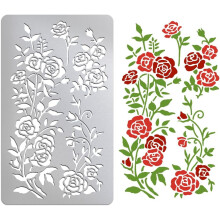 Metal Stencils for Wood Burning Stainless Steel Reusable Template June Rose Flower Stencils for Engraving Painting Embossing Journaling Bookmark DIY