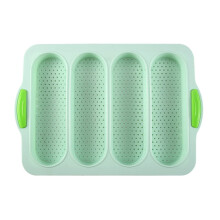 Non-Stick Silicone French Bread Pan Set (4-Tray), Oven & Toaster Compatible, Flexible, Dishwasher Safe, Easy Release
