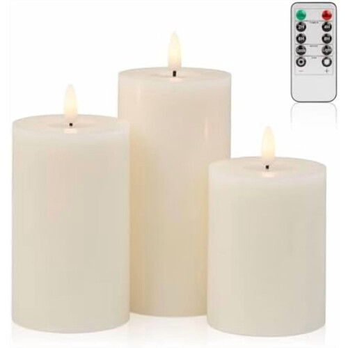 Κερί LED Pillar Ivory με τηλεχειριστήριο που λειτουργεί με μπαταρία