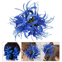 Blauwe bloem haarclip van plastic, 1 stuk