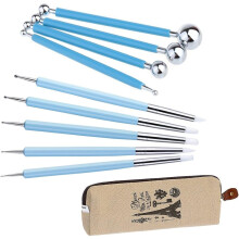 9-in-1 Art Tool Kit w/ Metal Dotting Stylus & Dual-End Silicone Tips—Clay, Mandala, Nail Art, Cake Decorating