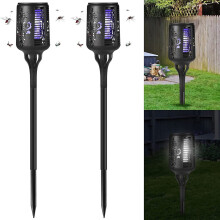 Solar Powered Flickering Flame Torch Lights Outdoor Waterproof LED Landscape Lighting for Garden, Patio, Yard Decoration Black