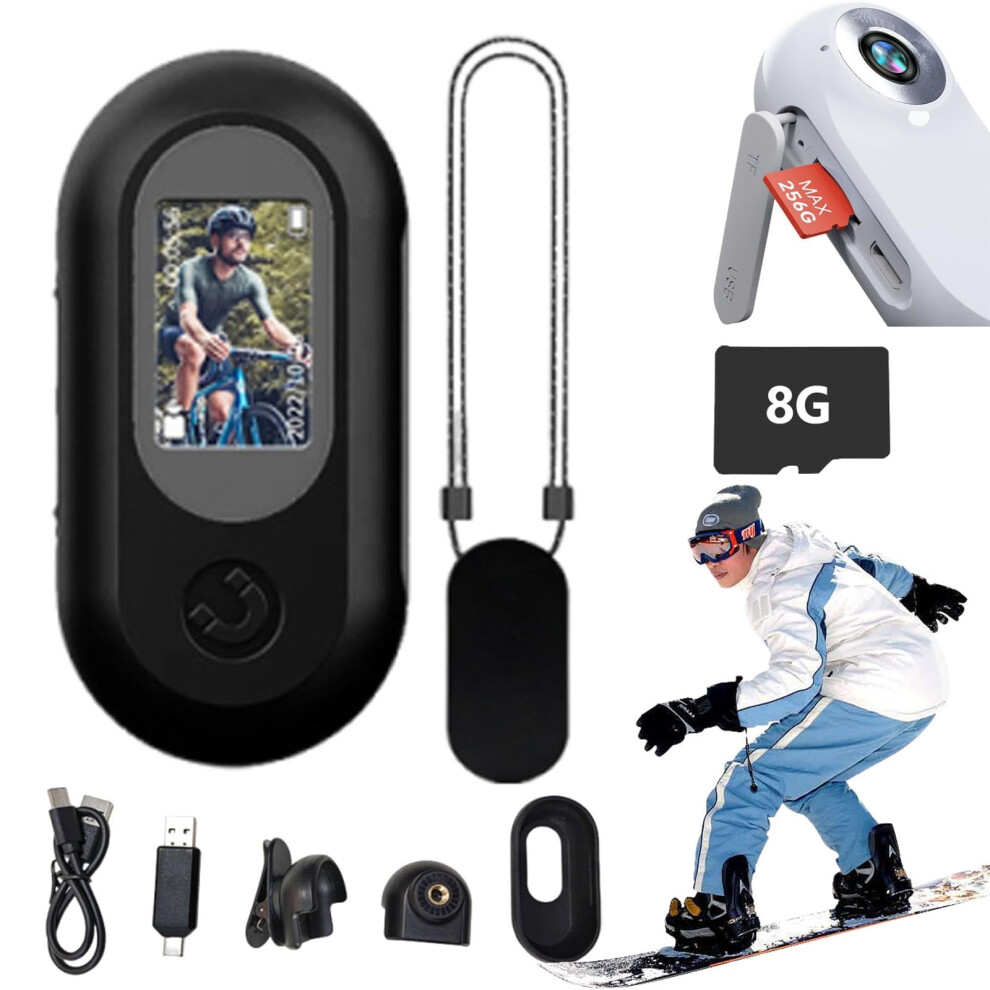 Pov Capture Pro Body Camera, 1080P Waterproof Hd, Ultra-Wide-Angle, For Skiing/Motorcycle/Cycling/Diving (Black+8Gb) Black 9399596138862