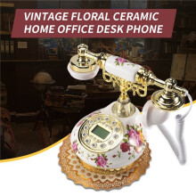 Retro Vintage Antique Style Floral Ceramic Home Decor Desk Telephone Phone