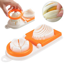 2-in-1 Manual Egg Cutter & Slicer – Multi-function Metal Tool for Century Eggs, Veggies, Fruits; Easy-Grip Handle