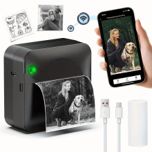 Micro Thermal Printer, Inkless Pocket Sticker Printer w/1 Roll Paper, Wireless Portable, Compatible with Photos/Notes/Diaries/Memos
