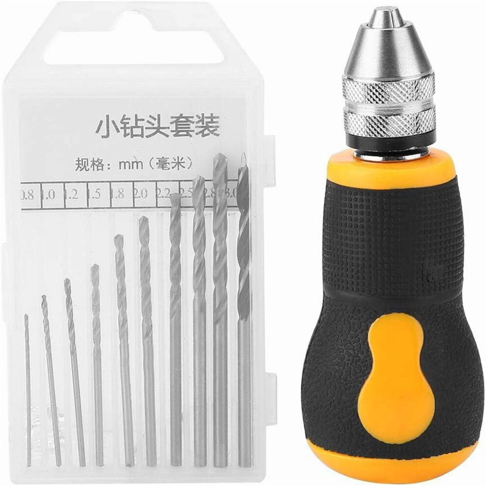 10-Pc Mini Hand Drill Set (0.8Â3.0Mm Hss Bits) Â Precision Micro Drilling Tool For Models, Jewelry, Pcbs & Diy Crafts 9399596139579