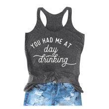 Tank Tops for Women,Summer Letter Printed Round Neck Sleeveless Tank Top,Tank Top for Women,Z02 Grey,S