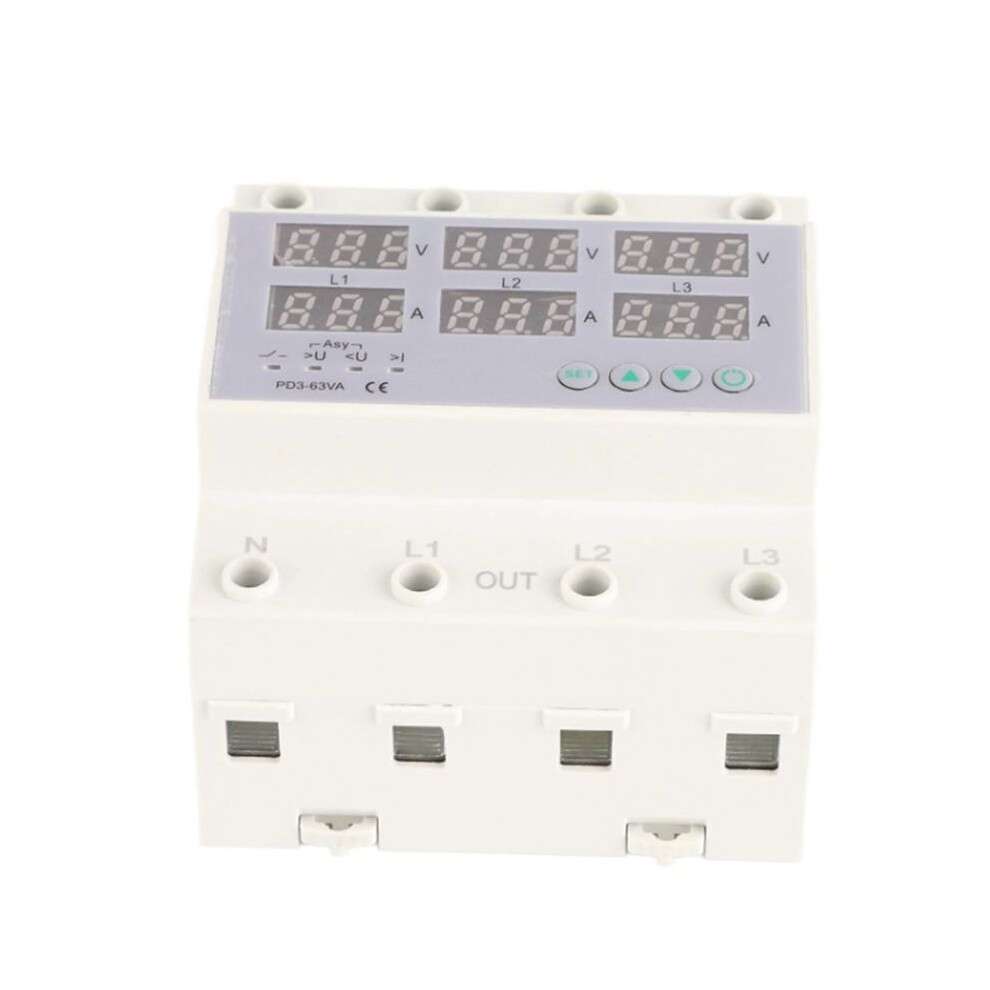3 Phase Din Rail Voltmeter Ammeter Automatic Overvoltage Overcurrent Protector Ac 390Â500V 6032151745985