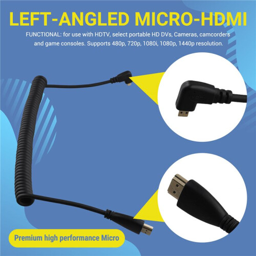 Left-Angled Micro- to  Male Cable Stretched Length for Cameras 1