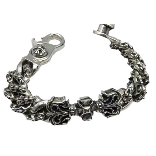 Bracciale da uomo in acciaio inossidabile con croce e morsetto