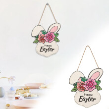 Türschild mit Osterhasenmotiv aus handgefertigtem Buchsbaumholz, 1 Stück