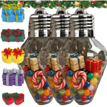 2026 Christmas Bulb Gift Jar – Large Clear Fillable Light Bulb Ornaments with Screw-Off Lid, Jumbo Plastic Hanging Candy Containers for DIY Crafts,