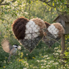 Inimă de cuib pentru păsări din fibră de alpaca, reîncărcabilă