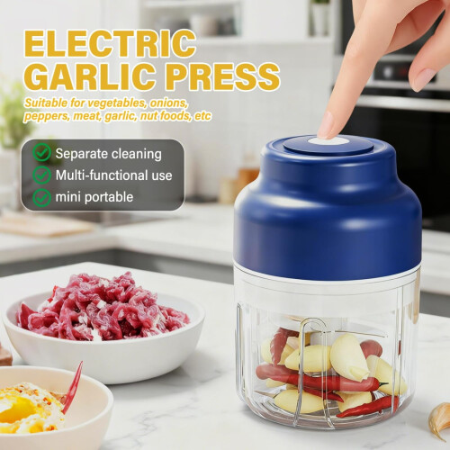 Elektrische knoflookhakker, draagbare mini-foodprocessor (1 stuk) 2