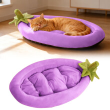 Auberginefarbenes Katzenbett, lila Kätzchenhöhle, 14,96 x 24,41 Zoll