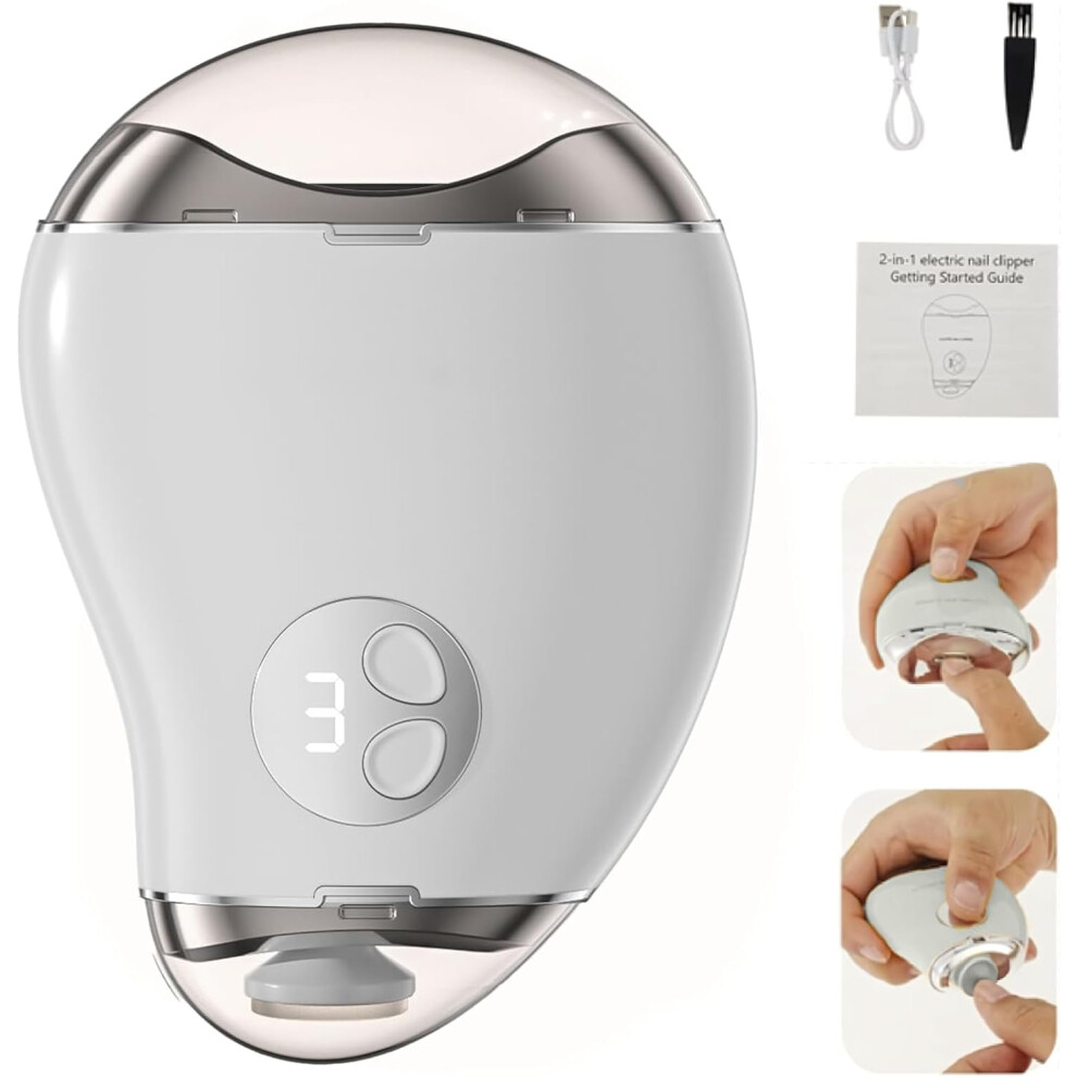 Electric Nail Trimmer & File 2-in-1 â Safe, Gentle, Ideal for Babies, Elderly, Kids, Women â Compatible with USB charging