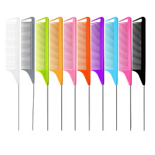 10 PCS Rat Tail Combs Set – Fine Tooth Hair Teasing & Braiding Combs for Women/Girls, Stainless Steel Pintail, Heat-Resistant Carbon Fiber,