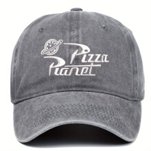 [PIZZA Brodert baseballcaps] Justerbar sommerlig baseballcaps med PIZZA-mønster og broderi for menn og kvinner