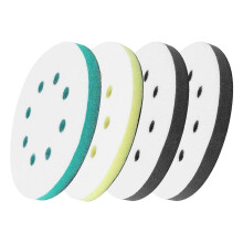 4 Pcs 5" Foam Sanding Pads, 8-Hole Soft Density Interface Pads with Hook & Loop, Compatible with Orbital Sanders