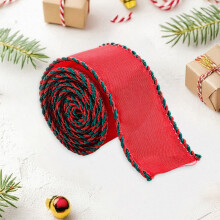 Ruban de velours de Noël avec bordure métallique, 25 m