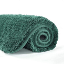 Tapis de bain antidérapant (40 x 60 cm, vert chasseur) – Tapis shaggy en microfibre absorbante, lavable en machine, épais et moelleux