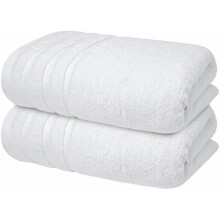 Lot de 2 serviettes de bain de luxe 100 % coton (68,5 x 137 cm) (Blanc éclatant, Serviettes de bain - Lot de 2)
