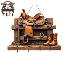 Cute Sheepdog Key Holder, 2D Flat Cottage Decorative Key Holder for Wall with 4 Keys Hooks,Wall Mount Design,Porch,Room,Villa Decoration