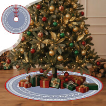 Jupes de sapin de Noël exquises imprimées avec un motif personnalisé de flocons de neige et de rennes - Décoration de Noël