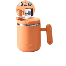 Gobelet isotherme Yoloke en acier inoxydable avec couvercle et poignée, idéal pour la maison et le bureau, parfait pour le café expresso.