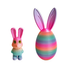 Œuf de Pâques imprimé en 3D avec lapin surprise à l'intérieur – Décoration de bureau finition métallique, compatible avec les thèmes de