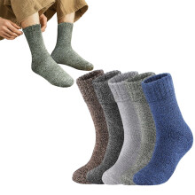 Chaussettes en laine mérinos pour hommes, thermiques et antidérapantes, lot de 5 paires