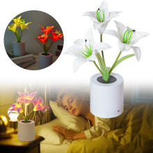 Luminária de mesa LED recarregável em formato de lírio, sem fio, com intensidade de luz ajustável, para decoração de casa, carregamento USB,