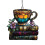 Acrylic Book Lover Ornament with Coffee Cup Design 1pc 2