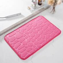 Tapis de bain en mousse à mémoire de forme gaufrée 50 x 80 cm, ultra doux, absorbant, antidérapant, séchage rapide, lavable en machine – Rose