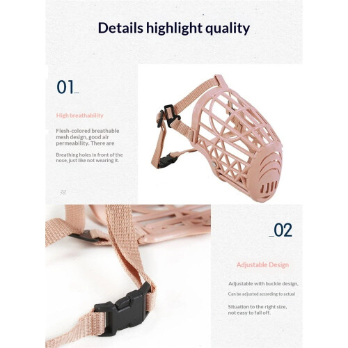 Dog Muzzle for Medium/Small Dogs – Adjustable Cage Muzzle to Prevent Biting, Chewing, Licking, Scavenging – Vet, Grooming, Walking (Size 2) 2