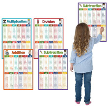 Affiches de mathématiques, cahier d'exercices de multiplication, tableau de division, table de multiplication, cahier d'exercices de multiplication,