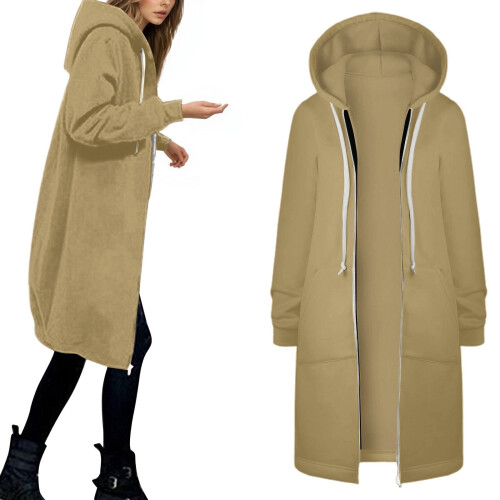 Giacca in pile da donna con cappuccio e cerniera, 1 pezzo 1
