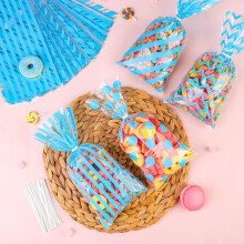 White cellophane candy bags with twist ties 100 pcs