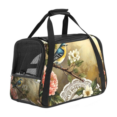 Φορητή τσάντα μεταφοράς σκύλων Spring Flowers Bird & άνετη θήκη μεταφοράς γάτας για μικρά