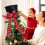 Christmas Hat Decoration Black Retractable Tree Topper with 5