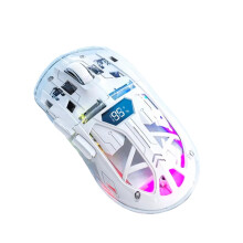 Ratón inalámbrico transparente con pantalla digital, 2.4G RGB4000DPI Ajuste de 5 pasos, teclas de graves, ratón para juegos Bluetooth, A