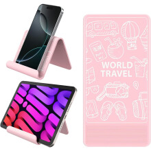 Suport de telefon roz pentru avion – Suport flexibil esențial pentru călătorii pentru iPhone, smartphone și tabletă, compatibil cu iPhone