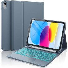 Compatibel met iPad 10e/11e generatie (A16, 2022/2025) hoes met toetsenbord, achtergrondverlichting, trackpad, uitklapbare standaard en penhouder –