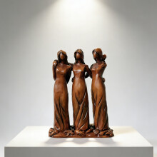 Statue vintage en résine peinte à la main, dégradé océan, représentant une sœur – Décoration inspirante sur le thème de l'amitié, cadeaux