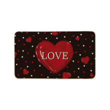 Valentine's Day Theme Red Polyester Floor Mat, 19.68x31.5in Absorbent Non-Slip Rug, Romantic Decor Carpet for Living Room Bedroom Bathroom